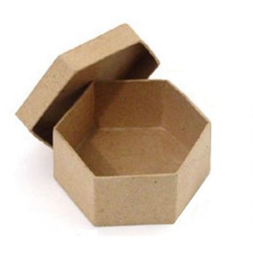 Шестоъгълна кутийка за декориране от папие маше - Paper Mache Mini Hexagonal Box